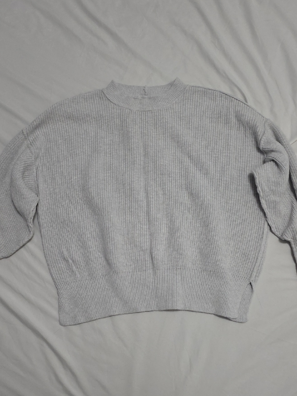 Aerie Light Gray Ribbed Crewneck Sweater